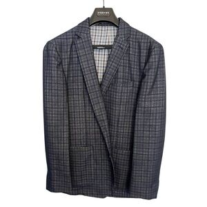 Vince Camuto Wool blend Men's Navy blue and Gray Plaid Blazer size 42L